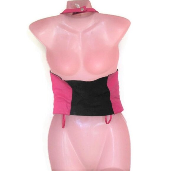pink wilsons leather halter vest skirt suit size extra small xs biker - Picture 2 of 6
